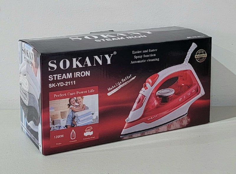 PLANCHA DE VAPOR CERAMICA PARA ROPA DE 1200W DE POTENCIA SOKANY SKYD2111