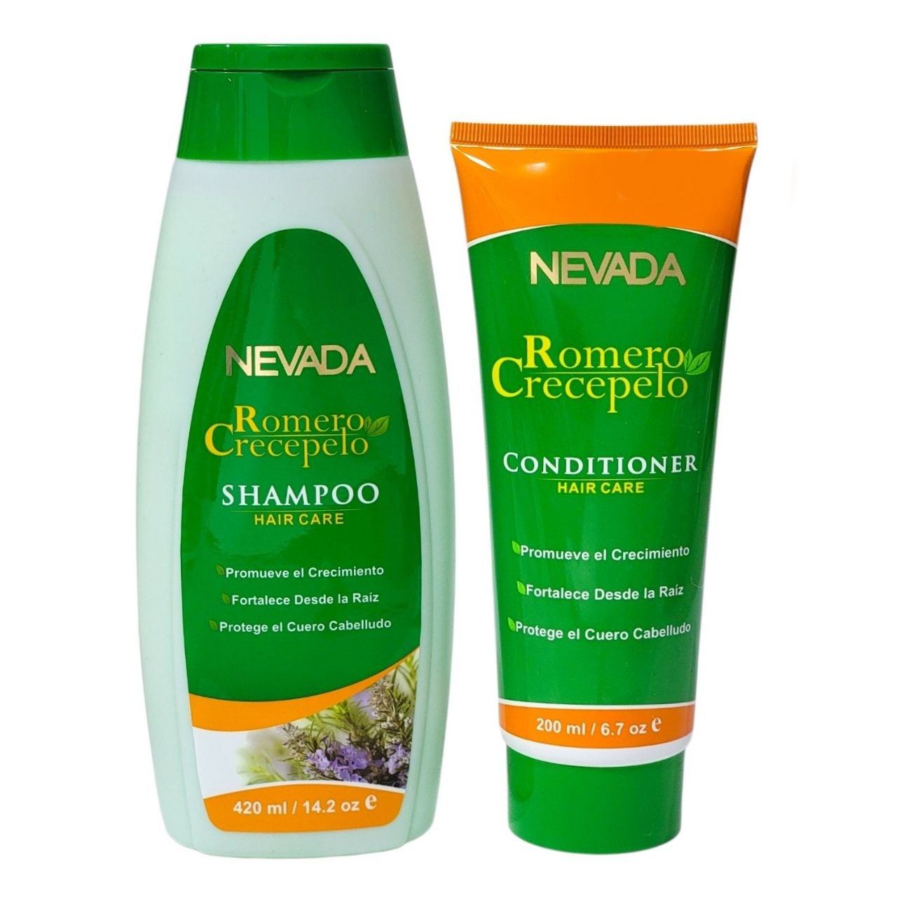 SHAMPOO PARA EL CABELLO EN SET 2 EN 1, SHAMPOO 420ML Y ACONDICIONADOR 200ML DE ROMERO CRECEPELO, TRATAMIENTO CAPILAR CON EXTRACTO DE ROMERO, PREVIENE LA PERDIDA DEL CABELLO Y LO DEJA SUAVE Y BRILLANTE NEVADA