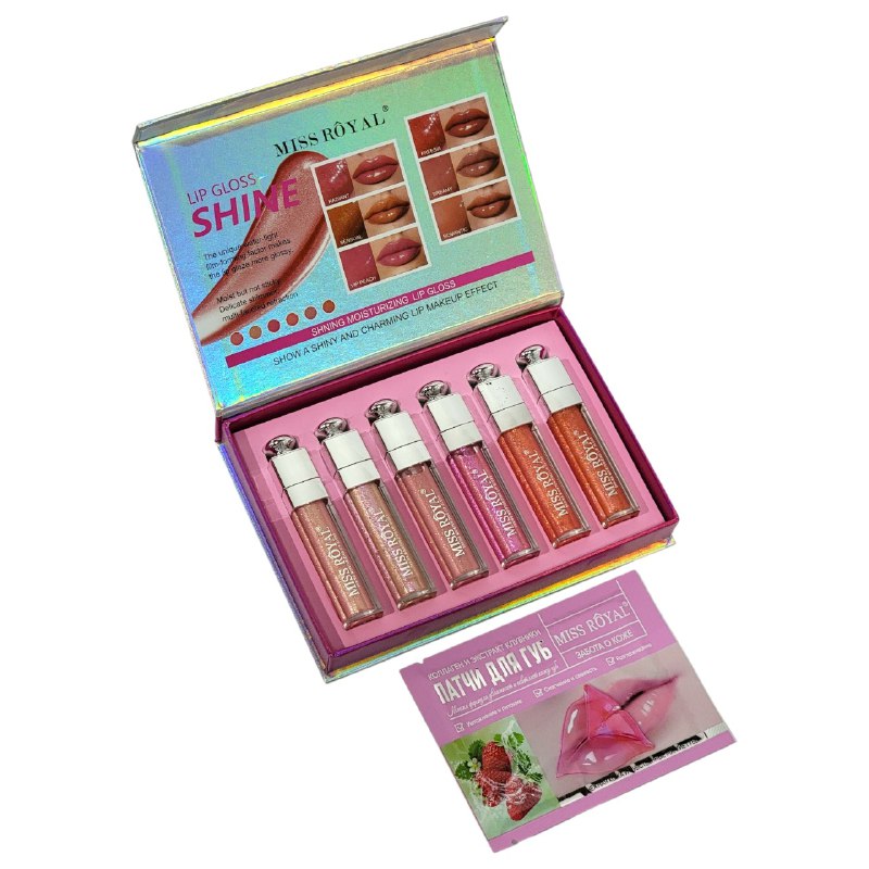 SET DE BRILLO LABIAL BRILLANTE HIDRATANTE ENCANTADOR 6PCS MISS ROYAL 6G (DUPE DE DIOR)