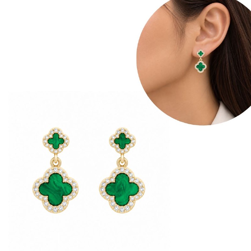 ARITOS DE ENCHAPE PARA DAMA CON DISEÑO DE FLOR 2CM (DUPE DE VAN CLEEF)