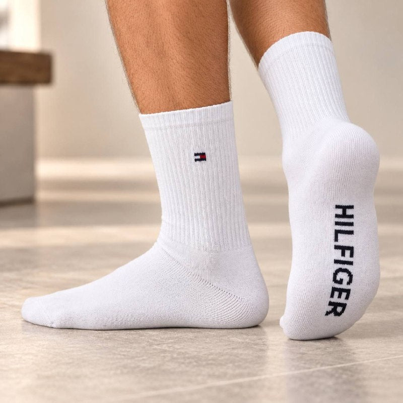 CALCETA MEDIA PANTORRILLA ACOLCHADA TOMMY HILFIGER ORIGINAL PARA HOMBRE 5 PARES TALLA ÚNICA