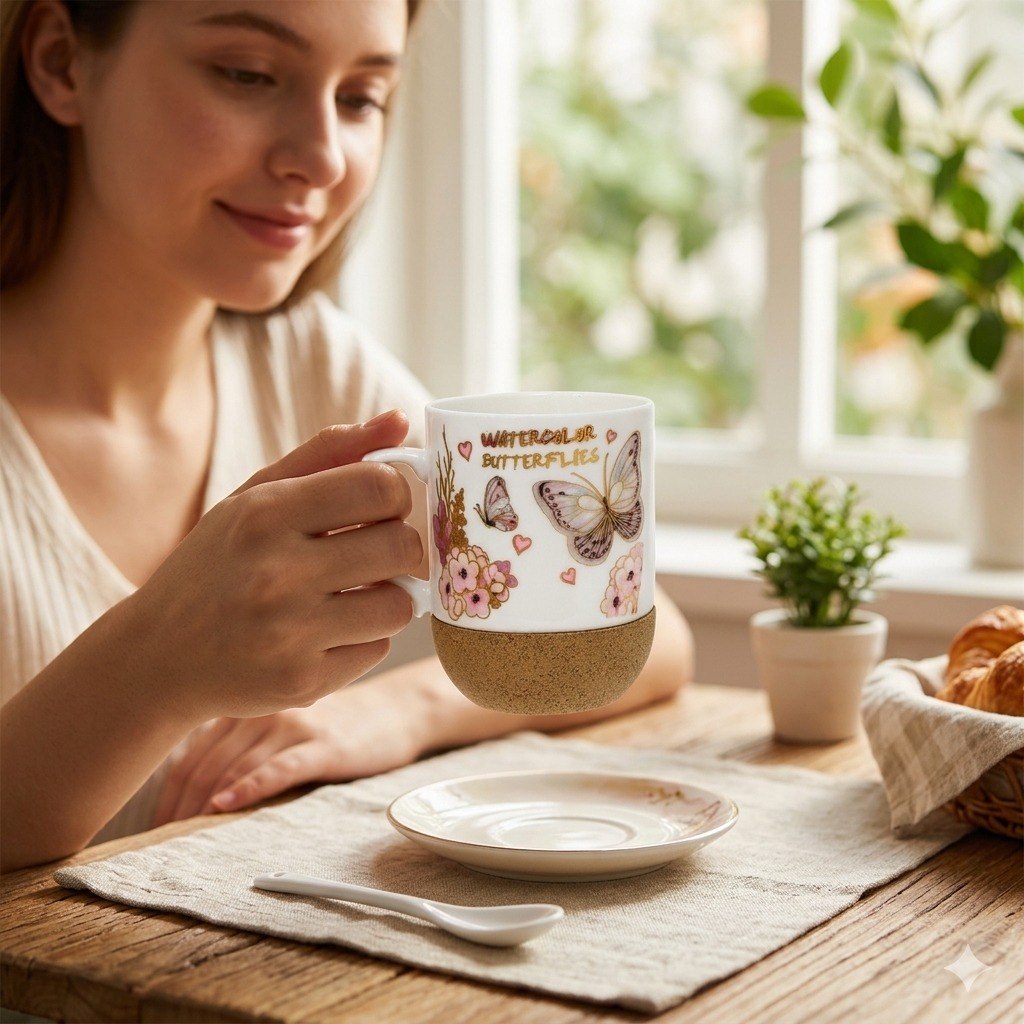 SET DE TAZA DE REGALO PARA MAMÁ CON BASE DE CORCHO