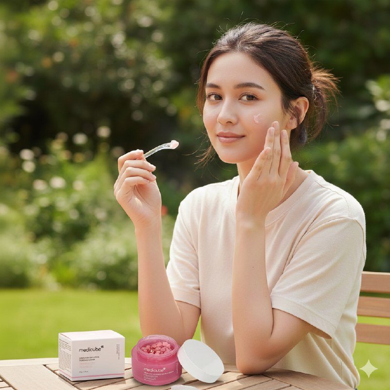 CREMA FACIAL COREANA DE CAPSULA HIDRATANTE Y ANTIEDAD DE COLAGENO ROSA Y PDRN MEDICUBE 55G