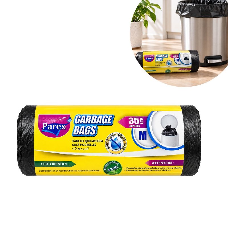 BOLSAS DE BASURA RESISTENTES TAMAÑO M PAREX 35UND