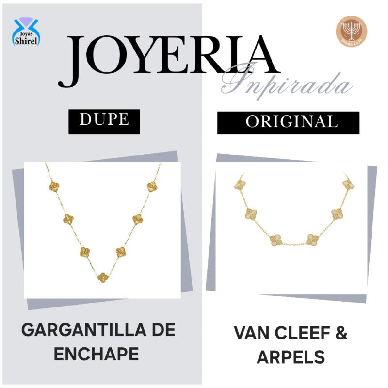 GARGANTILLA DE ENCHAPE PARA DAMA CON DISEÑO DE FLOR 2.1CM (DUPE DE VAN CLEEF)