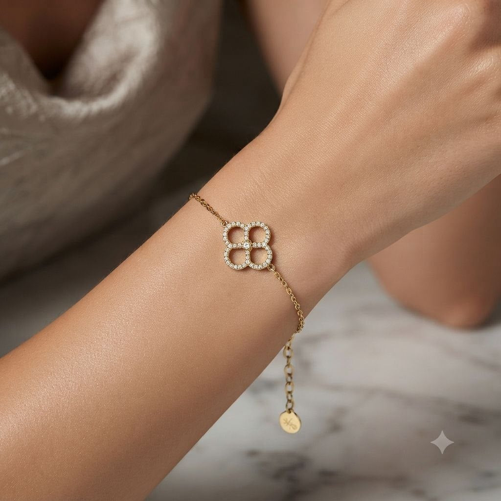 PULSERA DE ENCHAPE PARA DAMA CON DISEÑO DE FLOR