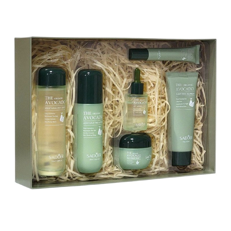 SET DE CUIDADO FACIAL DE AGUACATE ORGANICO EFECTO HIDRATANTE 6PCS SADOER