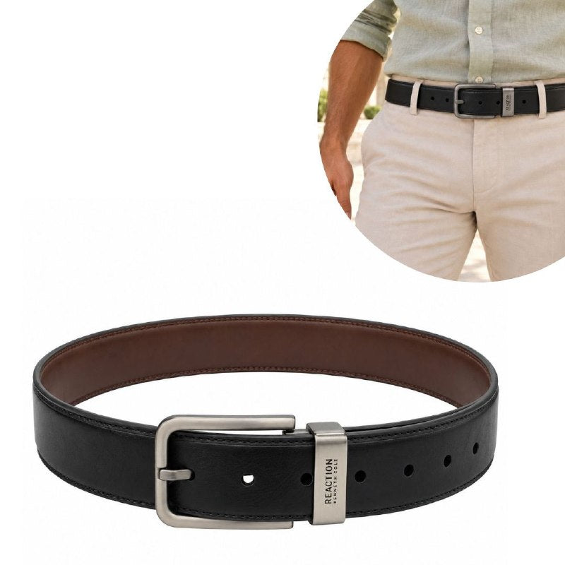 FAJA ORIGINAL REACTION KENNETH COLE REVERSIBLE PARA CABALLERO COLOR NEGRO Y CAFÉ  TALLA M 34-36