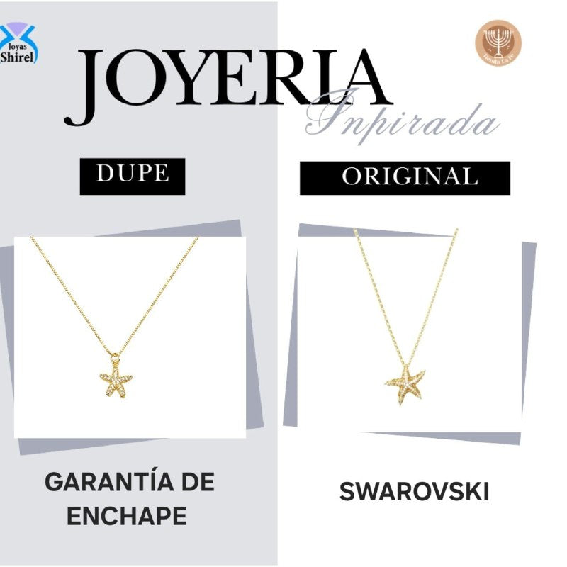 GARGANTILLA DE ENCHAPE PARA DAMA CON DISEÑO DE ESTRELLA DE MAR 2.3CM (DUPE DE SWAROVSKI)