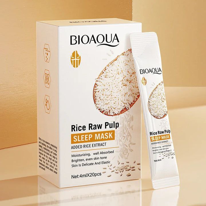 MASCARILLA FACIAL LIQUIDA PARA DORMIR DE PULPA CRUDA DE ARROZ TEXTURA SUAVE BIOAQUA 4MLX20