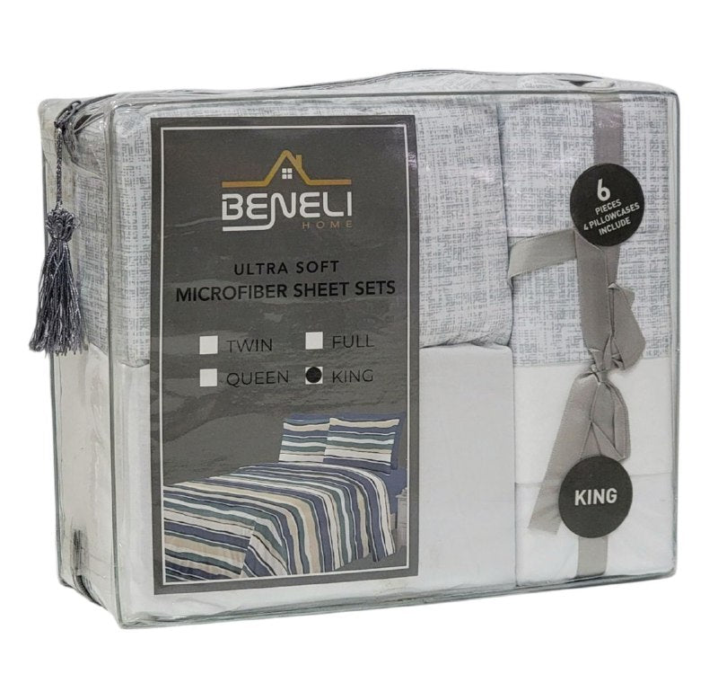 JUEGO DE SABANAS CAMERA DE 6 PIEZAS KING BENELI HOME, 13 ESTILOS