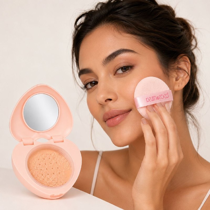 POLVO FACIAL SUELTO EN FORMA DE CORAZÓN CON ESPEJO Y APLICADOR KEVIN&COCO 3.5G