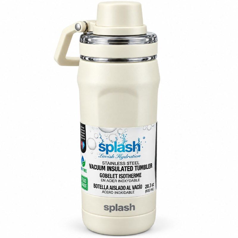 BOTE TERMICO DE ACERO INOXIDABLE CON ASA SPLASH 600ML