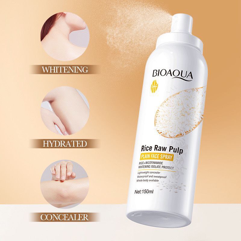 SPRAY FACIAL LISO HIDRATANTE Y PROTECTOR CON EXTRACTO DE PULPA CRUDA DE ARROZ Y NIACINAMIDA BIOAQUA 150ML