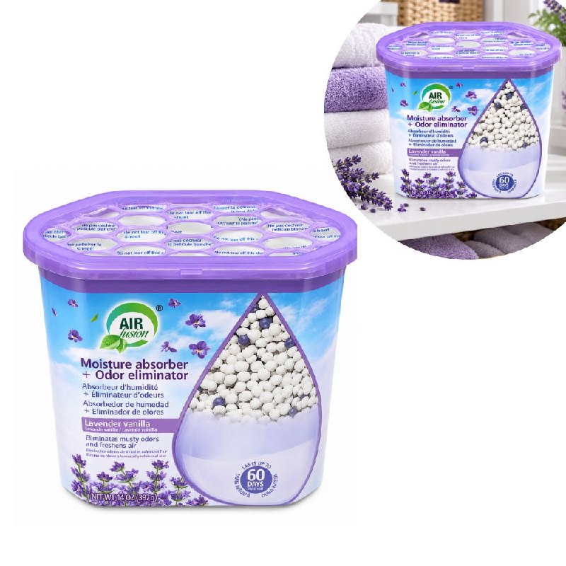 PERLAS ABSORBEDORAS DE HUMEDAD Y ELIMINADOR DE OLORES CON AROMA LAVANDA VAINILLA AIR FUSION 397G