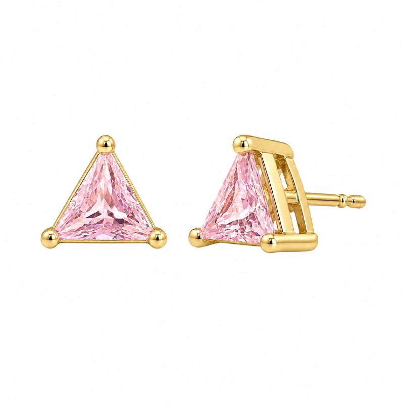 ARITOS DE ENCHAPE PARA DAMA CON PIEDRA TRIANGULAR