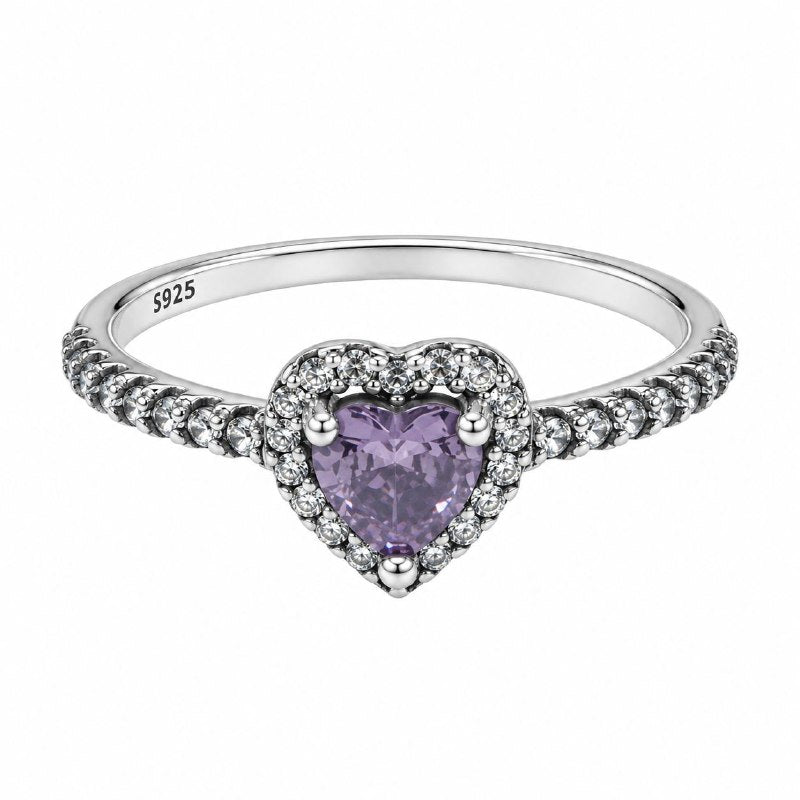 ANILLO DE PLATA 9.25 PARA DAMA CON DISEÑO DE CIRCON EN FORMA DE CORAZON 2.3G