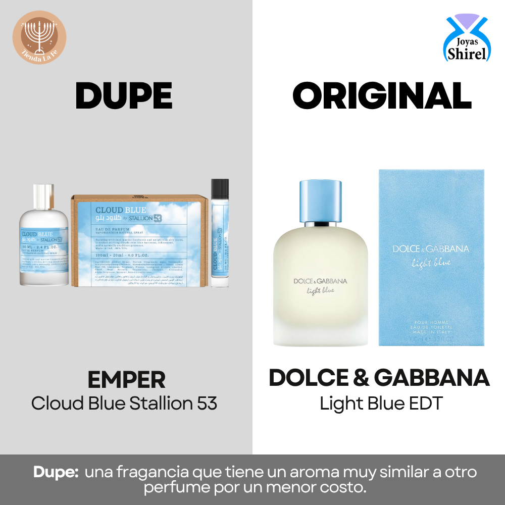 SET EMPER CLOUD BLUE BY STALLION 53 EDP 100ML EDP 20ML (U) (DUPE DOLCE & GABBANA LIGHT BLUE EDT)