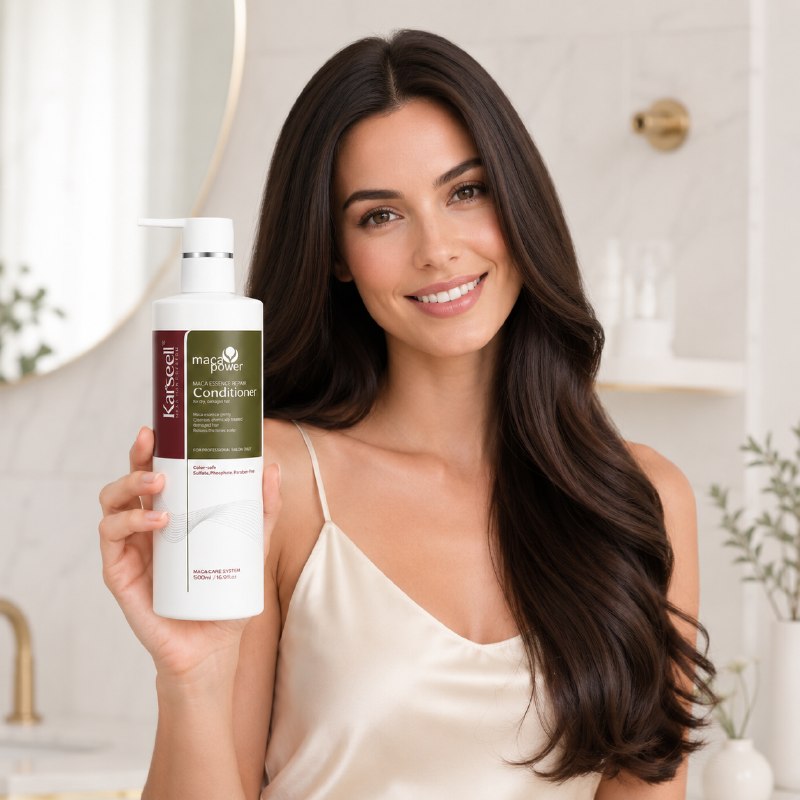 ACONDICIONADOR REPARADOR NUTRITIVO E ILUMIANDOR PARA CABELLO SECO Y DAÑADO CON ESENCIA DE MACA PERUANA KARSEELL 800ML