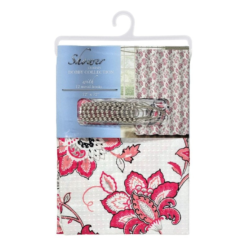 CORTINA PARA BAÑO DE TELA SUAVE DE ALTA RESISTENCIA DE 12 GANCHOS DOBBY COLLECTION 183X183CM