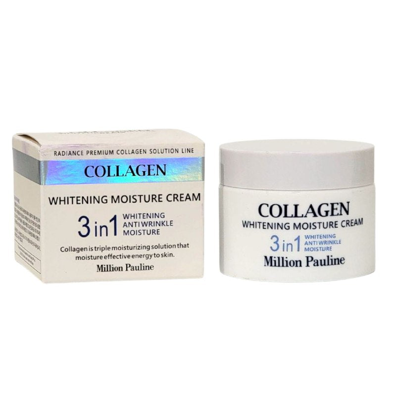 CREMA FACIAL 3 EN 1, HIDRATANTE, ANTIARRUGAS Y BLANQUEADORA DE COLAGENO, SOLUCION TRIPLEMENTE HIDRATANTE APORTA ENERGIA EFECTIVA A LA PIEL MILLION PAULINE COLLAGEN 50G