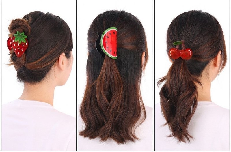 GANCHO PARA EL CABELLO CON DISEÑO FRUTALES 5X6CM