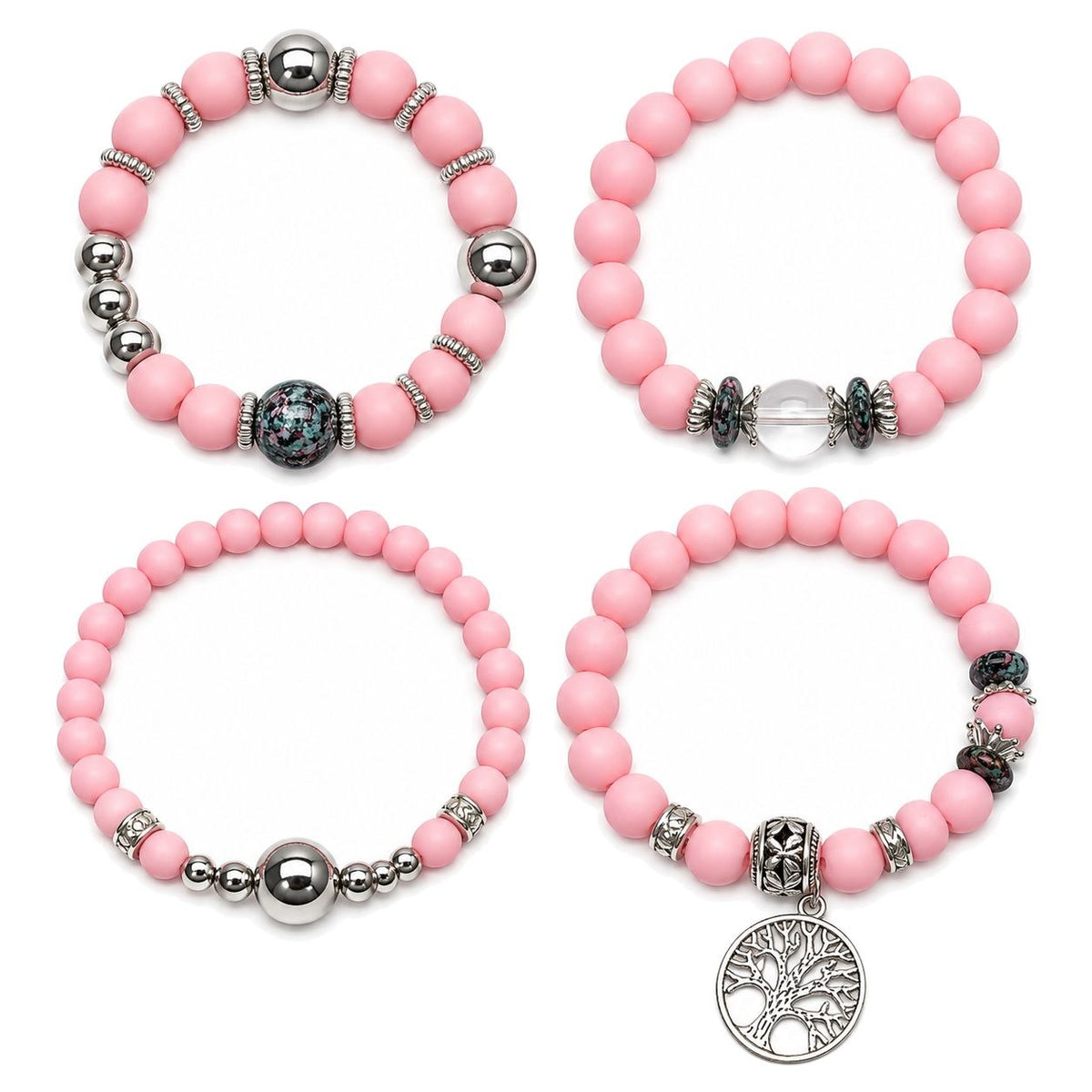 SET DE 4 PULCERAS AJUSTABLES DE ENCHAPE PARA DAMA