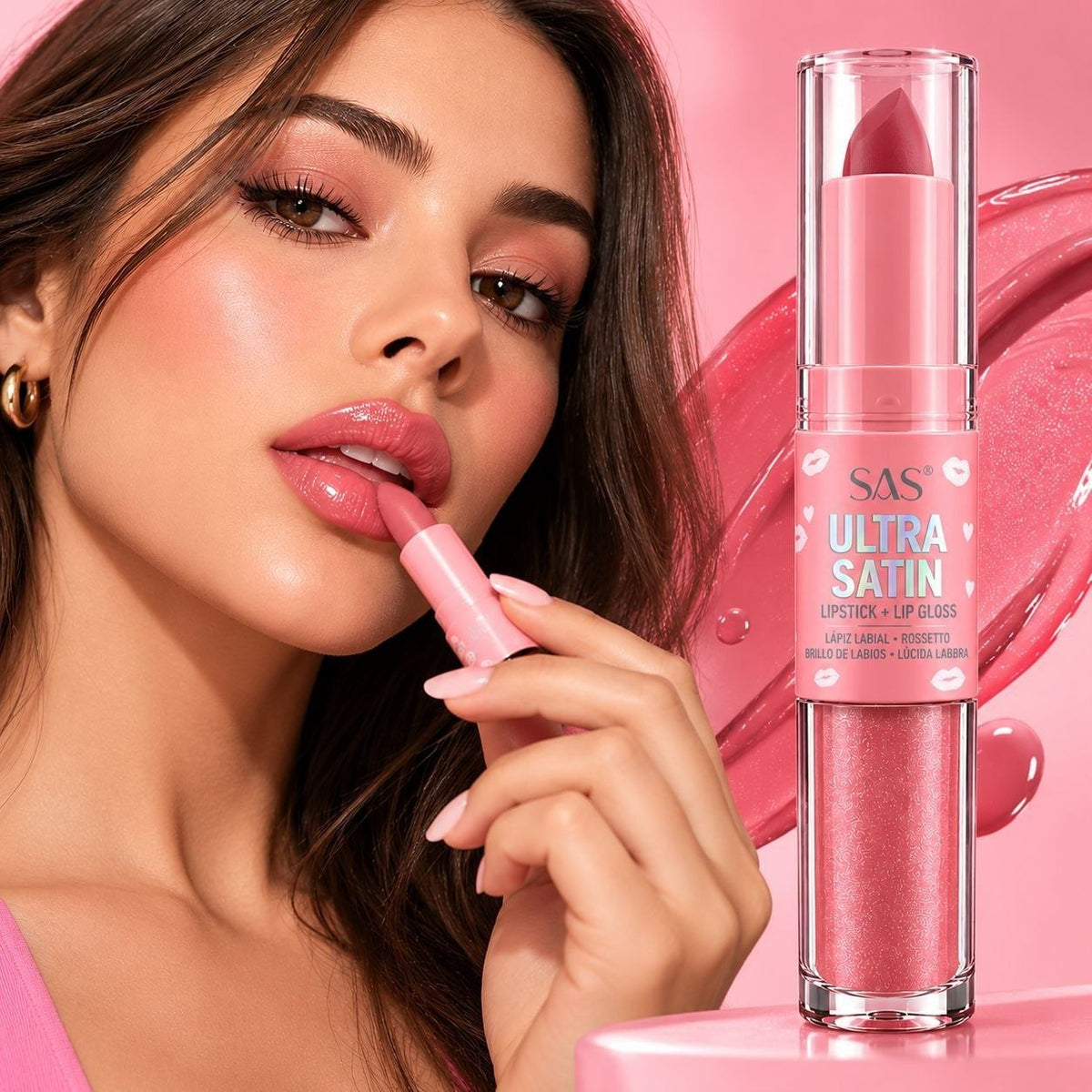 LABIAL Y BRILLO LABIAL 2 EN 1 ACABADO SATINADO ULTRA SATIN ECONÓMICO SAS