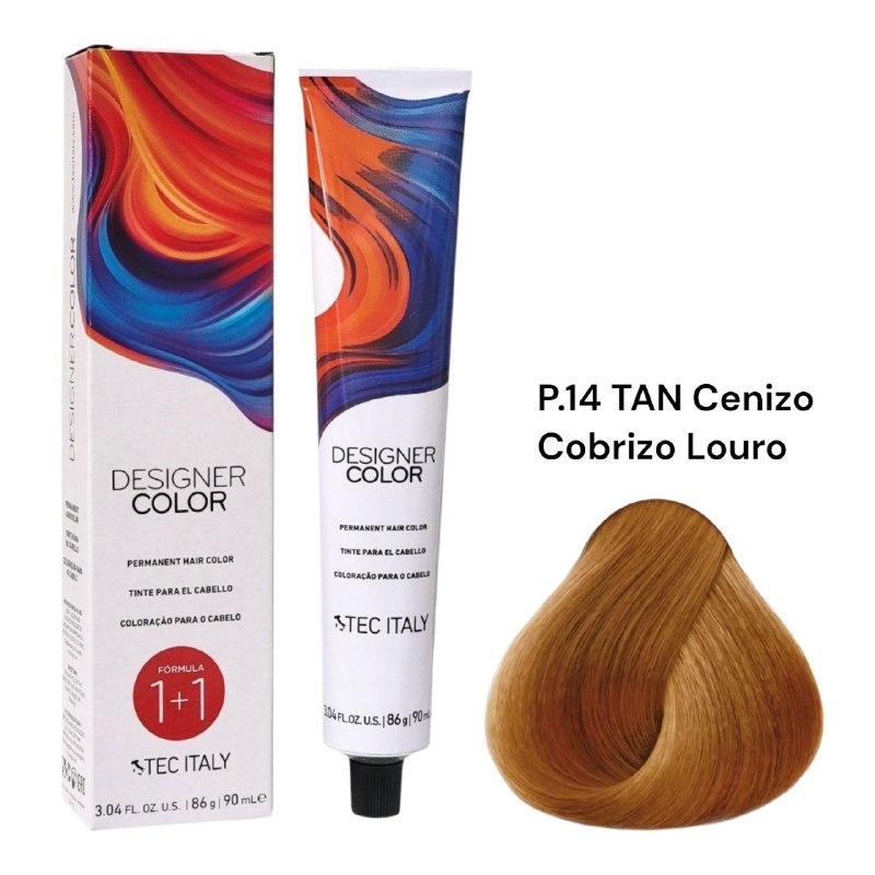 TINTE PERMANENTE PARA EL CABELLO EN CREMA RUBIO CENIZO COBRIZO 1+1 TEC ITALY 90ML