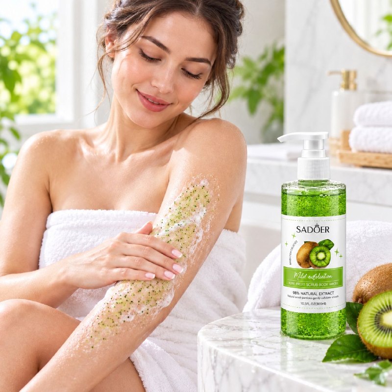 GEL DE DUCHA EXFOLIANTE LIMPIADOR CON AROMA A KIWI SADOER 300ML