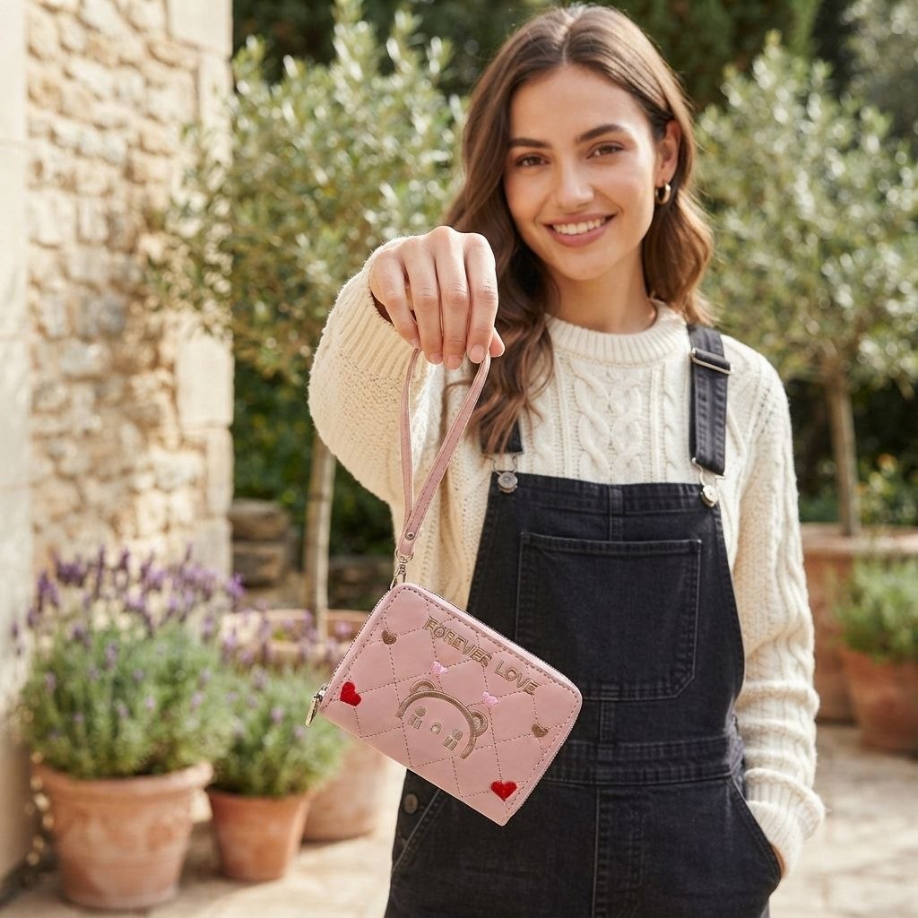 MONEDERO ACOLCHADO ESTILO UN TOQUE DE DULZURA INTERIOR ES SUMAMENTE FUNCIONAL 12X15CM