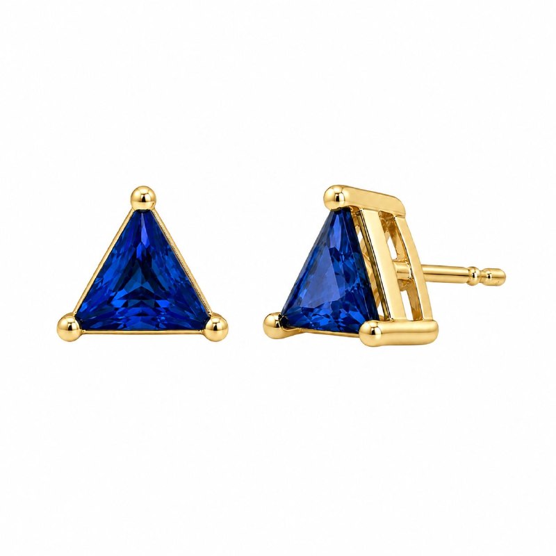 ARITOS DE ENCHAPE PARA DAMA CON PIEDRA TRIANGULAR