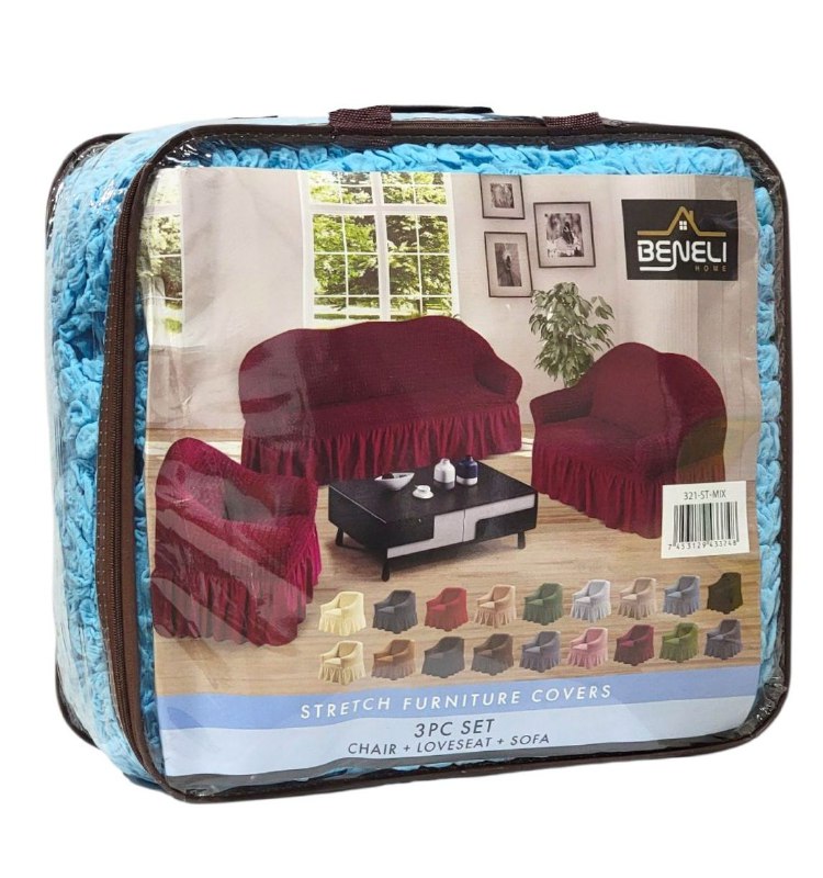 SET DE FORROS ELASTICOS DE MUEBLES, JUEGO DE 3 PIEZAS PARA MUEBLES VARIOS COLORES BENELI HOME