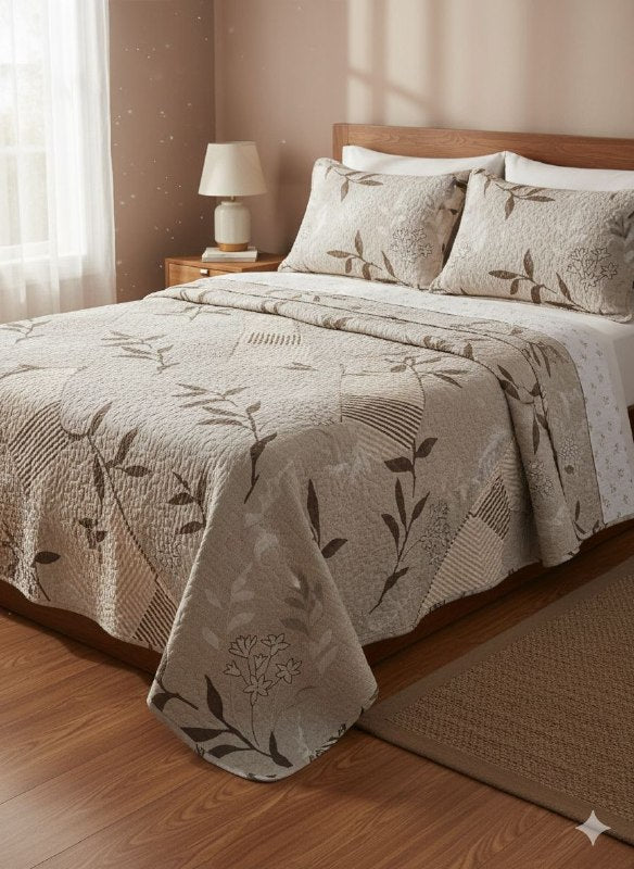 JUEGO DE SABANAS CAMERA EDREDON REVERSIBLE DE 3PCS QUEEN BENELI HOME