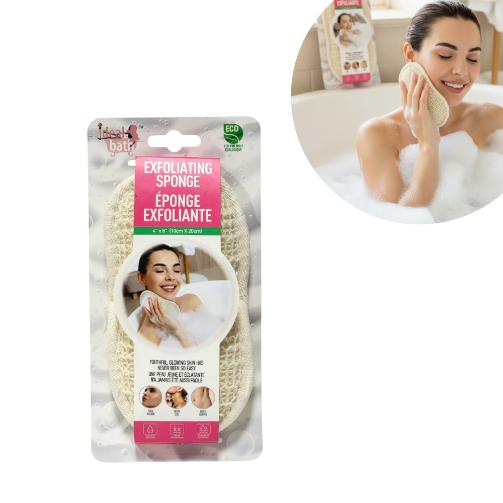 ESPONJA EXFOLIANTE CON FIBRAS VEGETALES DE TEXTURA RUGOSA IDEAL BATH 10X20CM