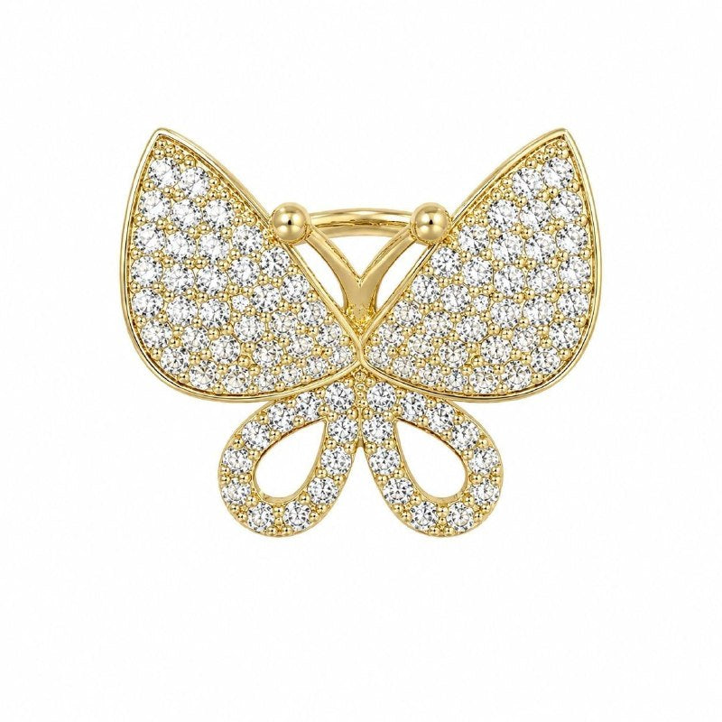 ANILLO DE ENCHAPE PARA DAMA CON MARIPOSA MAJESTUOSA EN PAVÉ DE CIRCONES