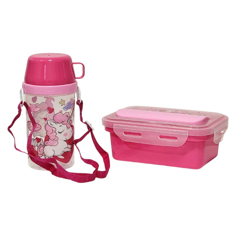 LONCHERA EN KIT CON SEPARADOR, CUBIERTOS Y BOTE, VARIOS ESTILOS