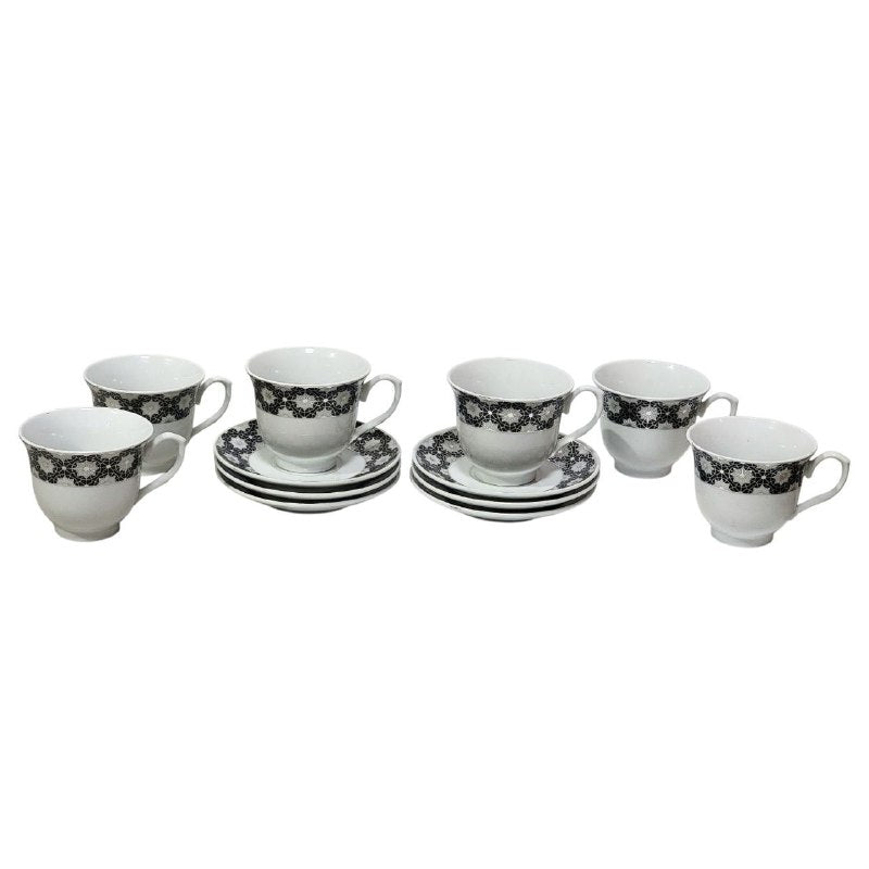 PLATOS, JUEGO DE TAZAS Y PLATOS DE CERAMICA CON DISEÑO DE FLORES PARA CAFE O TE, 6 TAZAS Y 6 PLATOS PEQUEÑOS