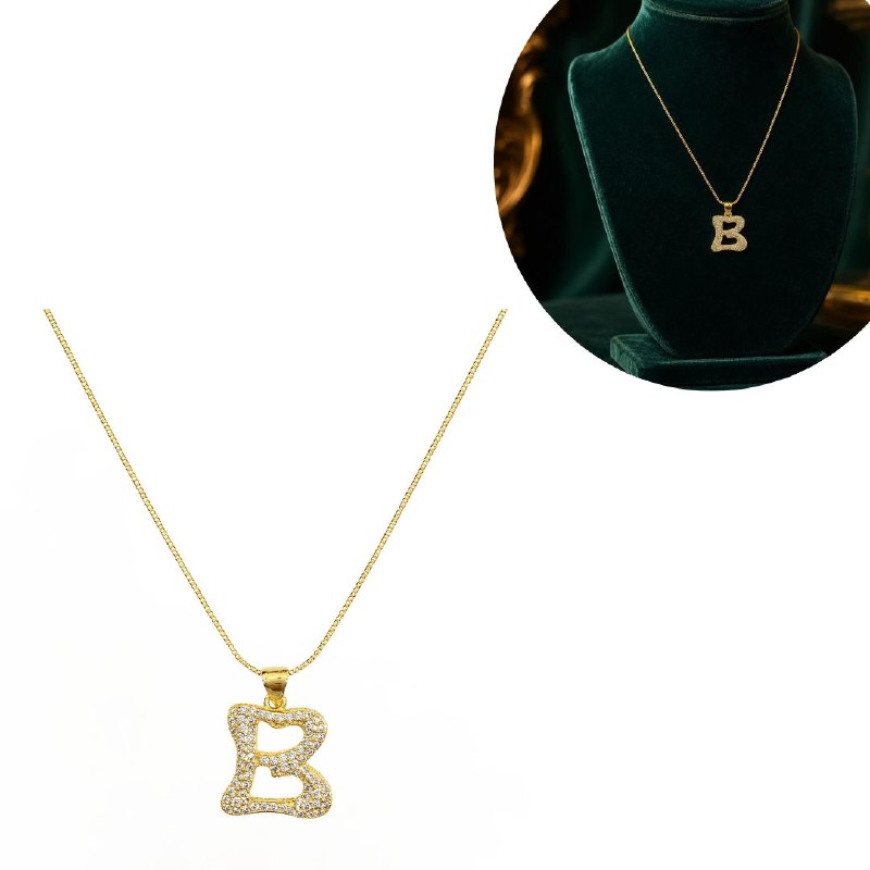 GARGANTILLA DE ENCHAPE PARA DAMA CON DISEÑO DE LETRA B 2.3CM