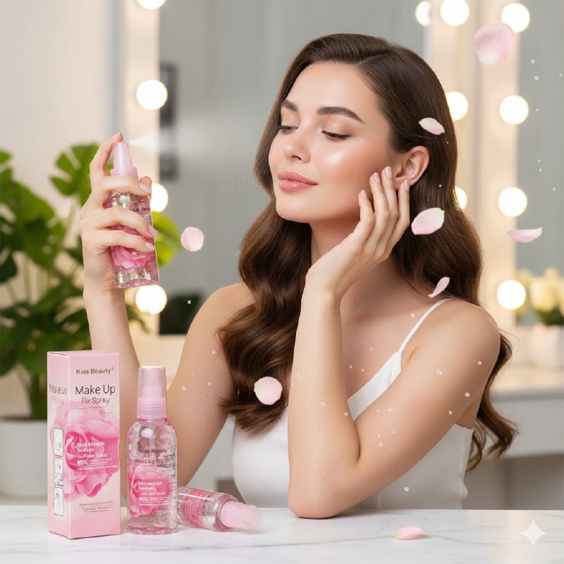 FIJADOR DE MAQUILLAJE DE TEXTURA SUAVE CON AGUA DE ROSAS HIDRATANTE KISS BEAUT 160ML
