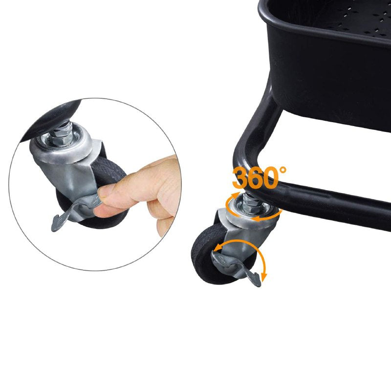 ESTANTE CARRITO DE ALMACENAMIENTO RODANTE DE 3 NIVELES PLASTICO COLOR NEGRO