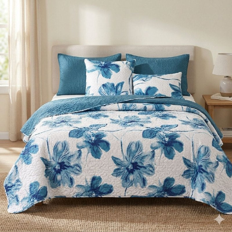 JUEGO DE EDREDON REVERSIBLE DE TAMAÑO QUEEN DE 5PCS BENELI HOME