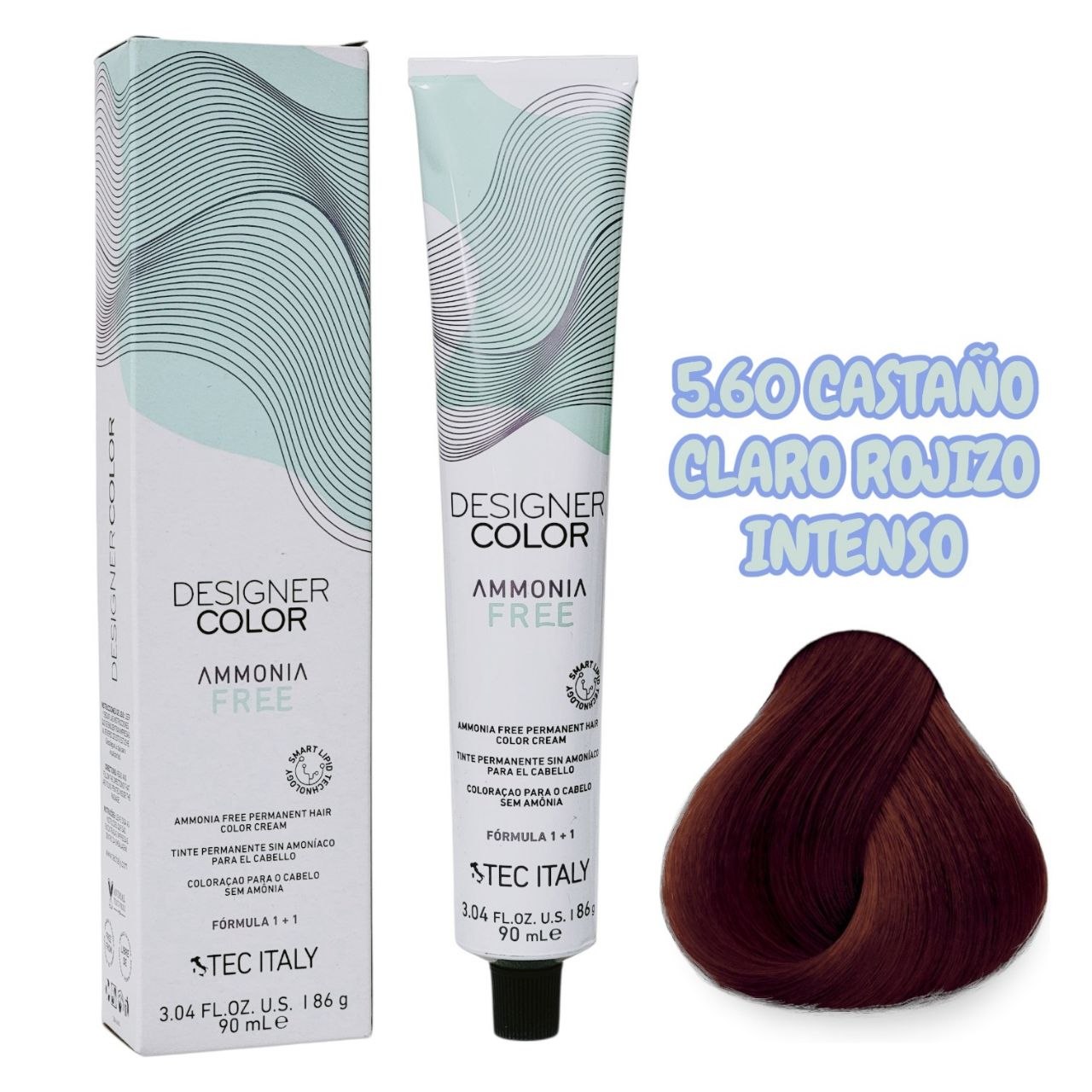 TINTE PERMANENTE CUIDA TU CABELLO Y OFRECE RESULTADOS CON TONOS MÁS NATURALES TONO 5.60 CASTAÑO 1+1 TEC ITALY 90ML