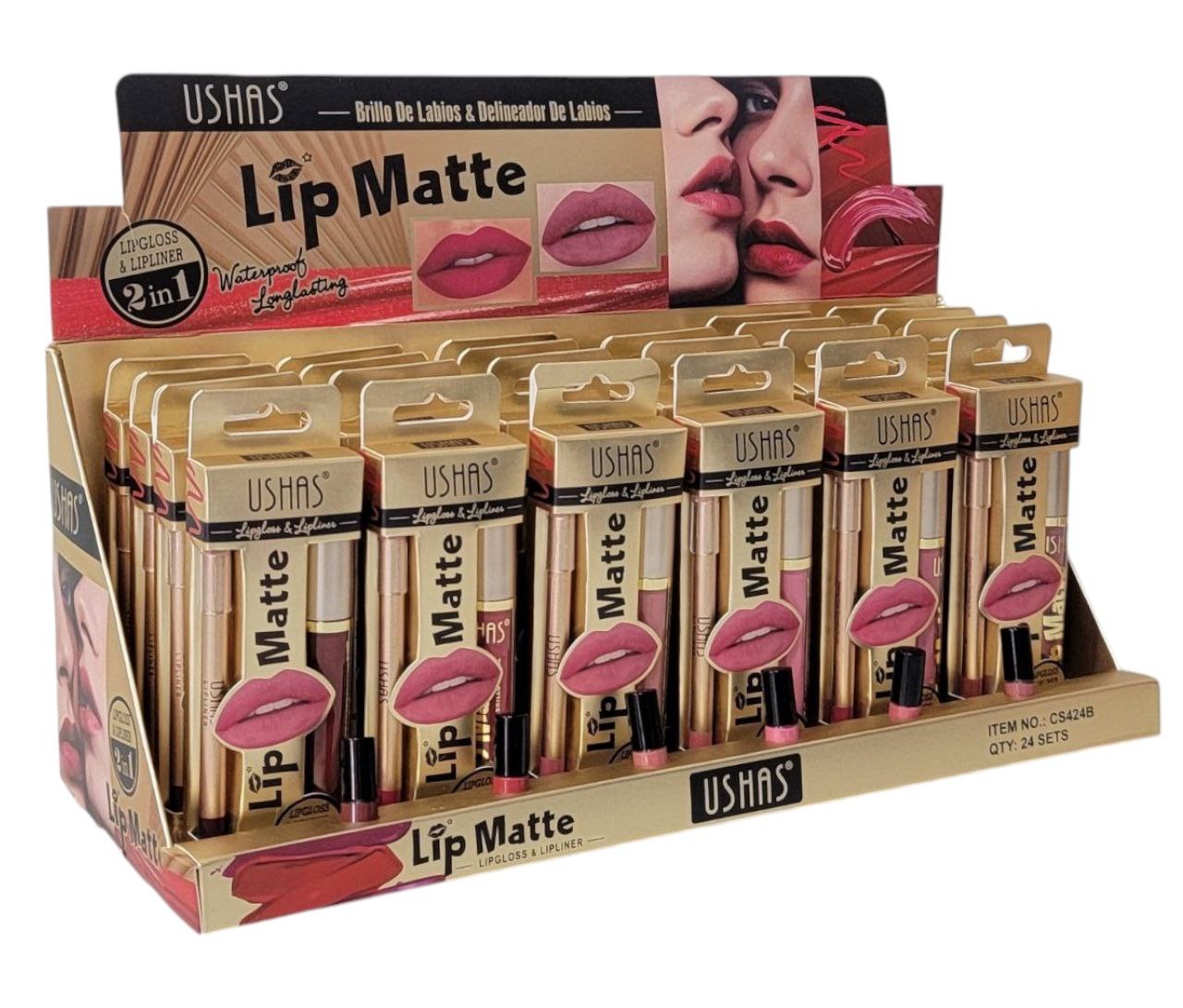 BRILLO LABIAL EN DUO CON DELINEADOR DE LABIOS USHAS 4.5G+1.2G