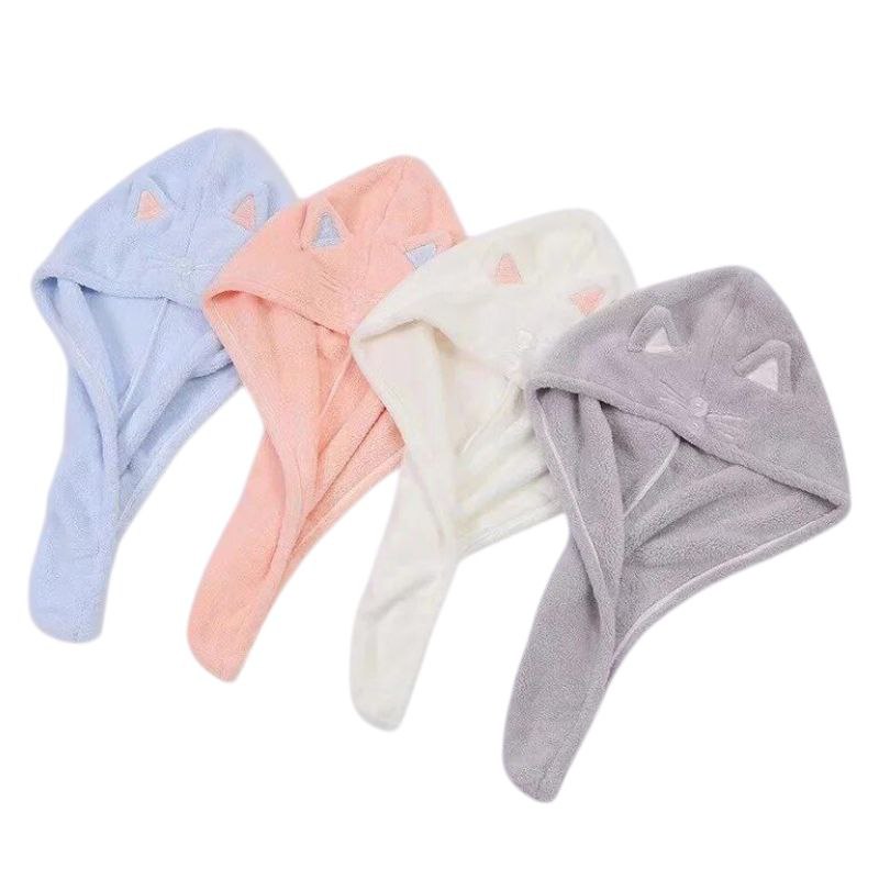 GORRO PARA SECAR EL CABELLO CON TOALLA CON BOTON DE MICROFIBRA, FUERTE, ABSORBENTE DE AGUA, 4 COLORES DRY CAP
