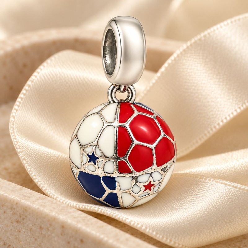 CHARM DE PLATA 9.25 CON DISEÑO DE PELOTA DE FUTBOL MEDIDA: 2CM PESO: 3.4G