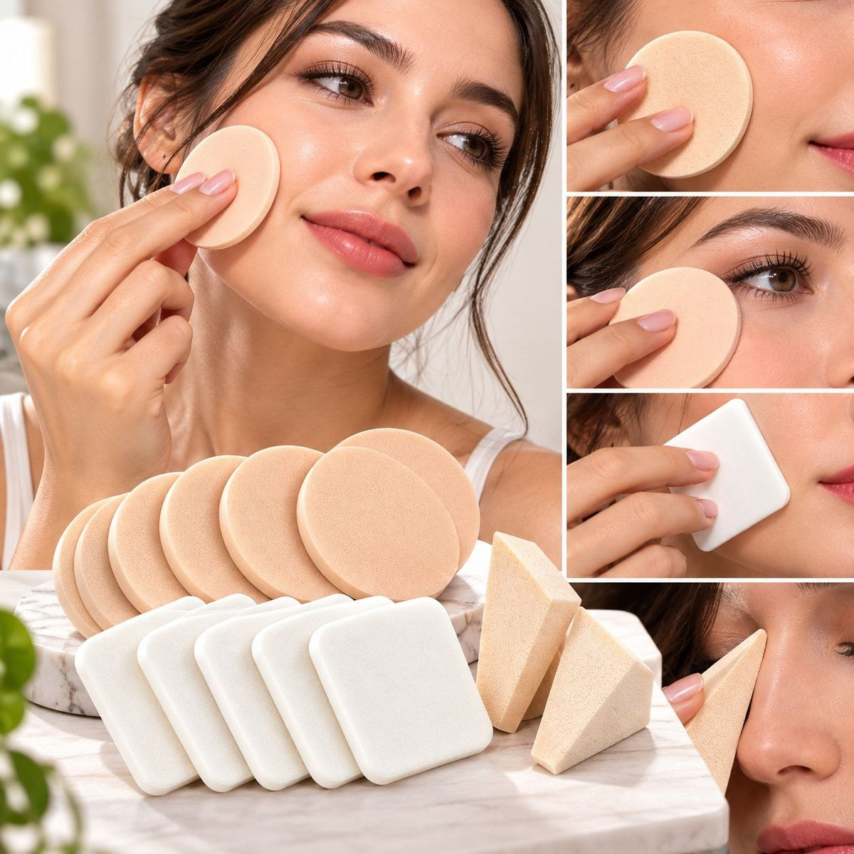 SET DE ESPONJAS SURTIDAS DE MAQUILLAJE BAZIC BEAUTY 20PCS