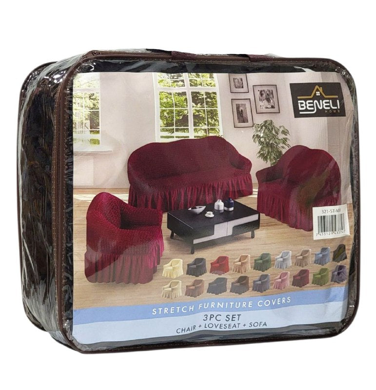 SET DE FORROS ELASTICOS DE MUEBLES, JUEGO DE 3 PIEZAS PARA MUEBLES VARIOS COLORES BENELI HOME