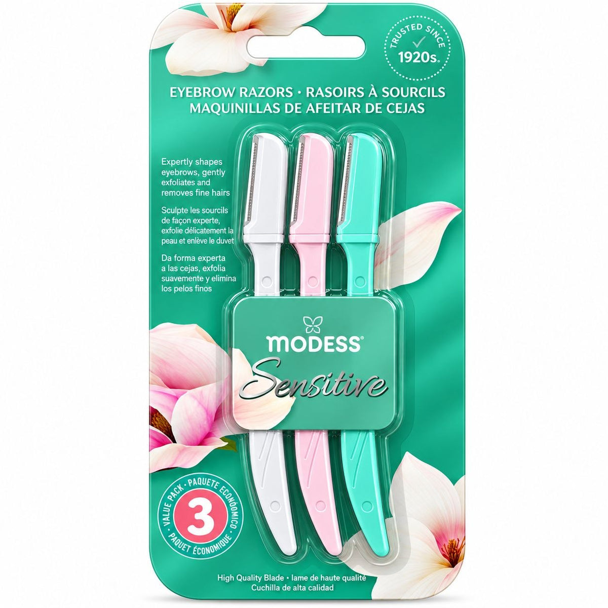 SET DE PERFILADORES DE CEJAS Y RASURADORES FACIALES SENSITIVE 3PCS MODESS