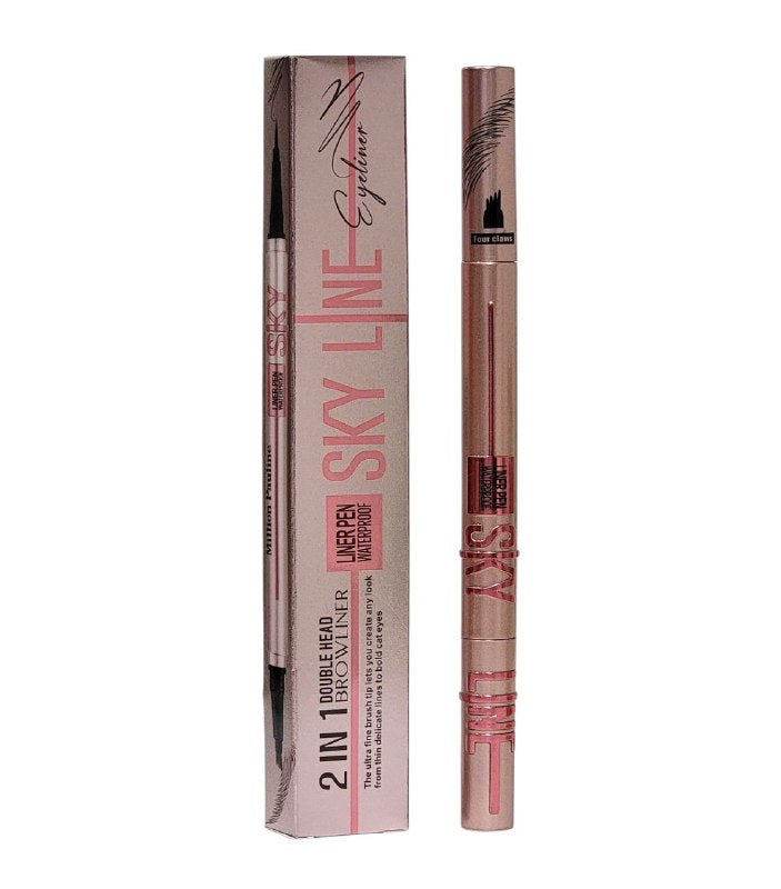 LAPIZ DELINEADOR 2 EN 1 DE OJOS Y CEJAS RESISTENTE AL AGUA TEXTURA SEDOSA Y BRILLO SATURADO EFECTO OJOS GRANDES MILLION PAULINE 0.8+0.8ML (DUPE DE MAYBELLINE)